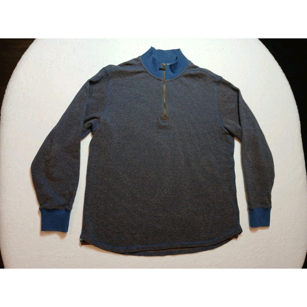 Robert Graham Blue 1/4 Zip Sweater Men's Sz L Cotton Old Money Quite Luxury Cozy